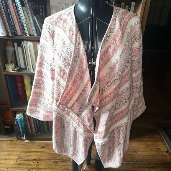 Chico's Sweaters - Chico’s 4/XXL multicolored textured coastal drape cardigan sweater